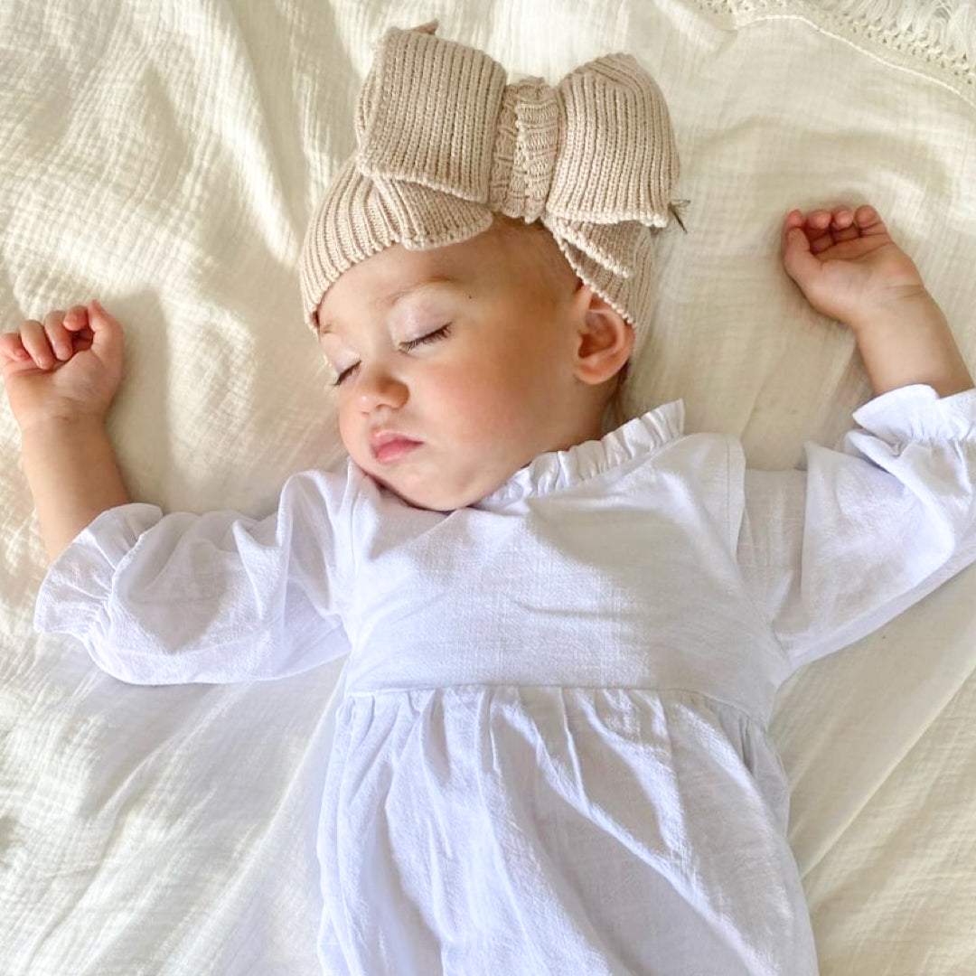 Boho baby girl romper. Ruffle white baby romper