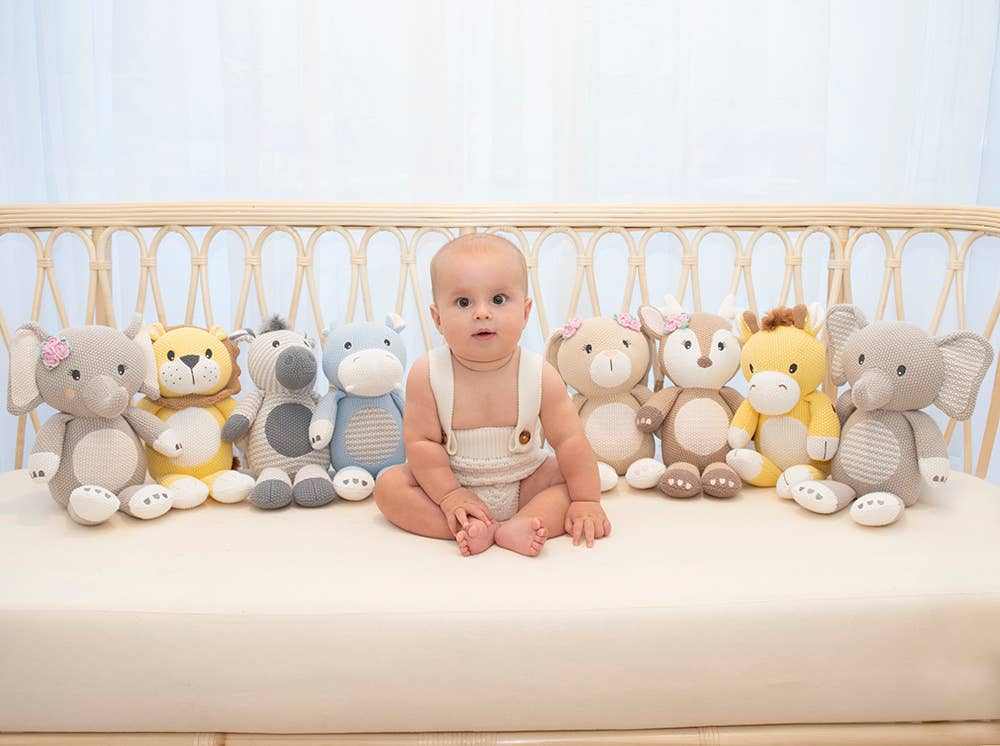 Mason the elephant knitted toy
