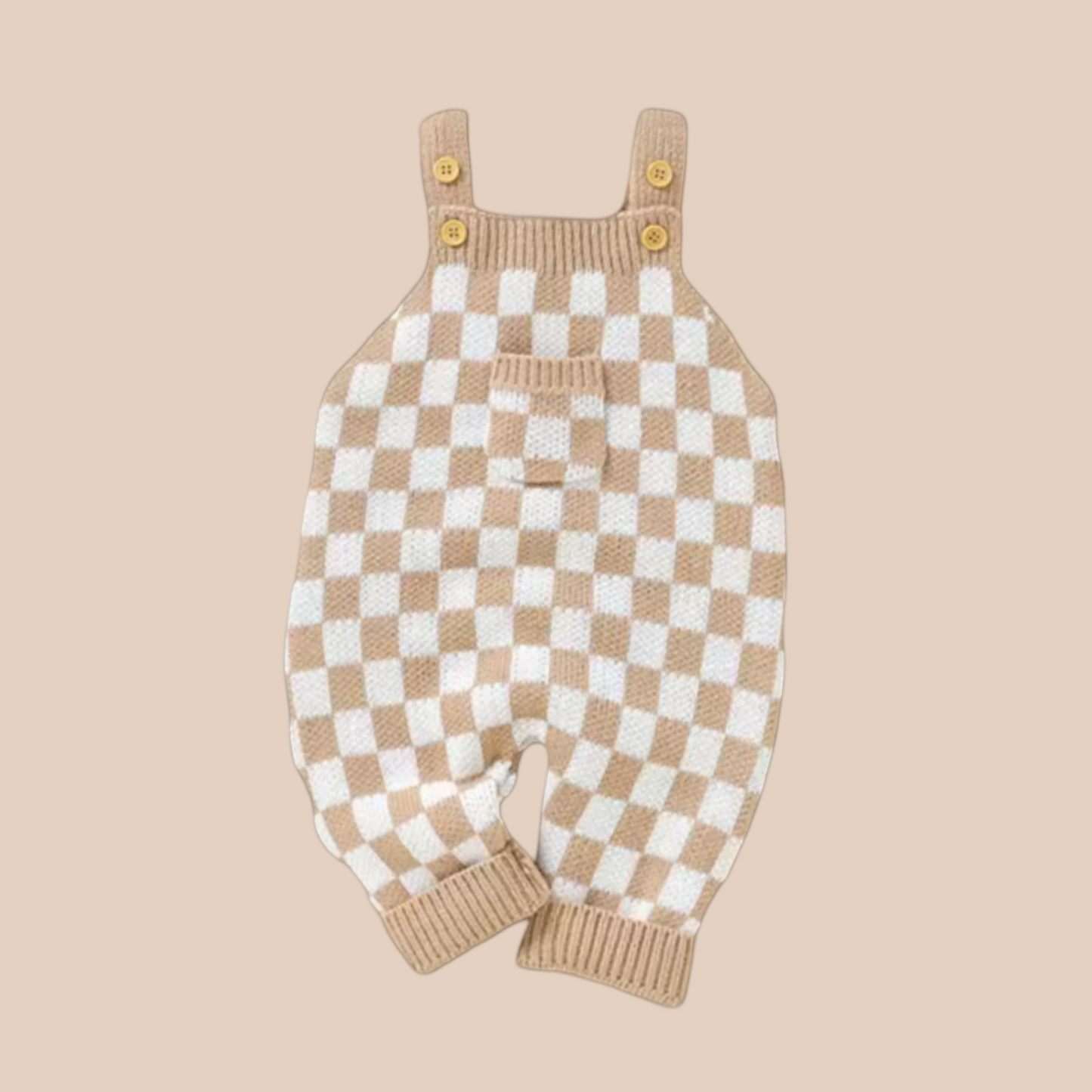 Checker knit baby overalls. Gingham knit baby overalls. Newborn clothing