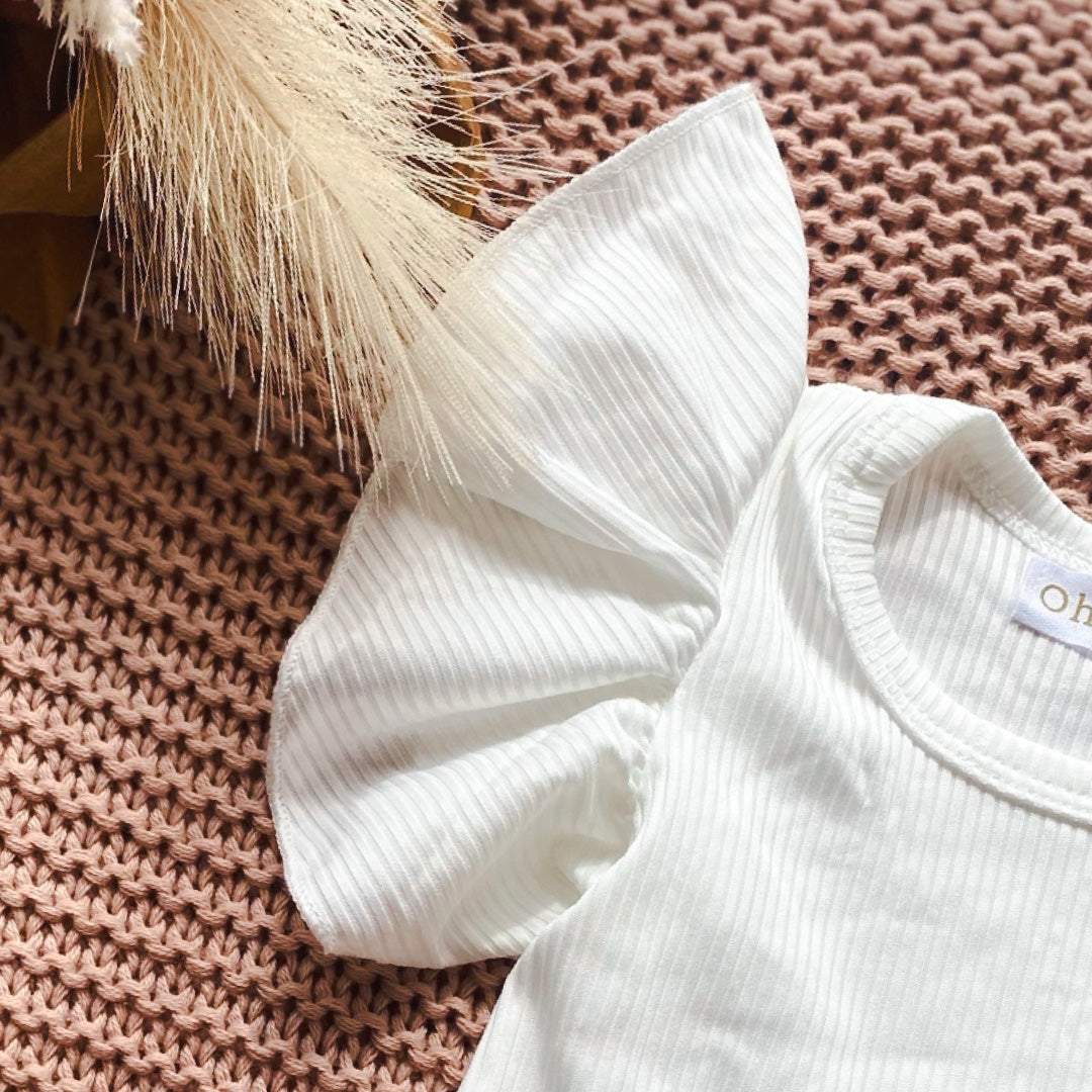 Short Sleeve Flutter | White