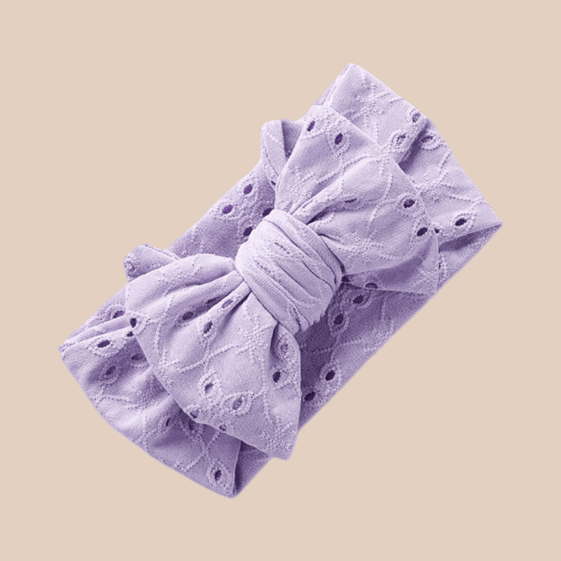 Lilac embroidered lace baby bow headband. Large newborn baby girl bows