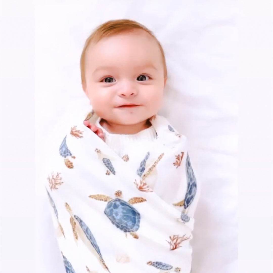 Turtle Baby Swaddle - Newborn Muslin Wrap