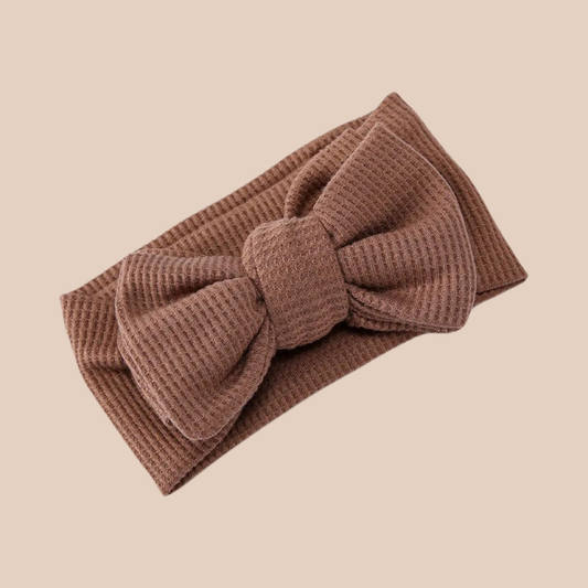 Chocolate waffle baby bow headband. Newborn baby bow