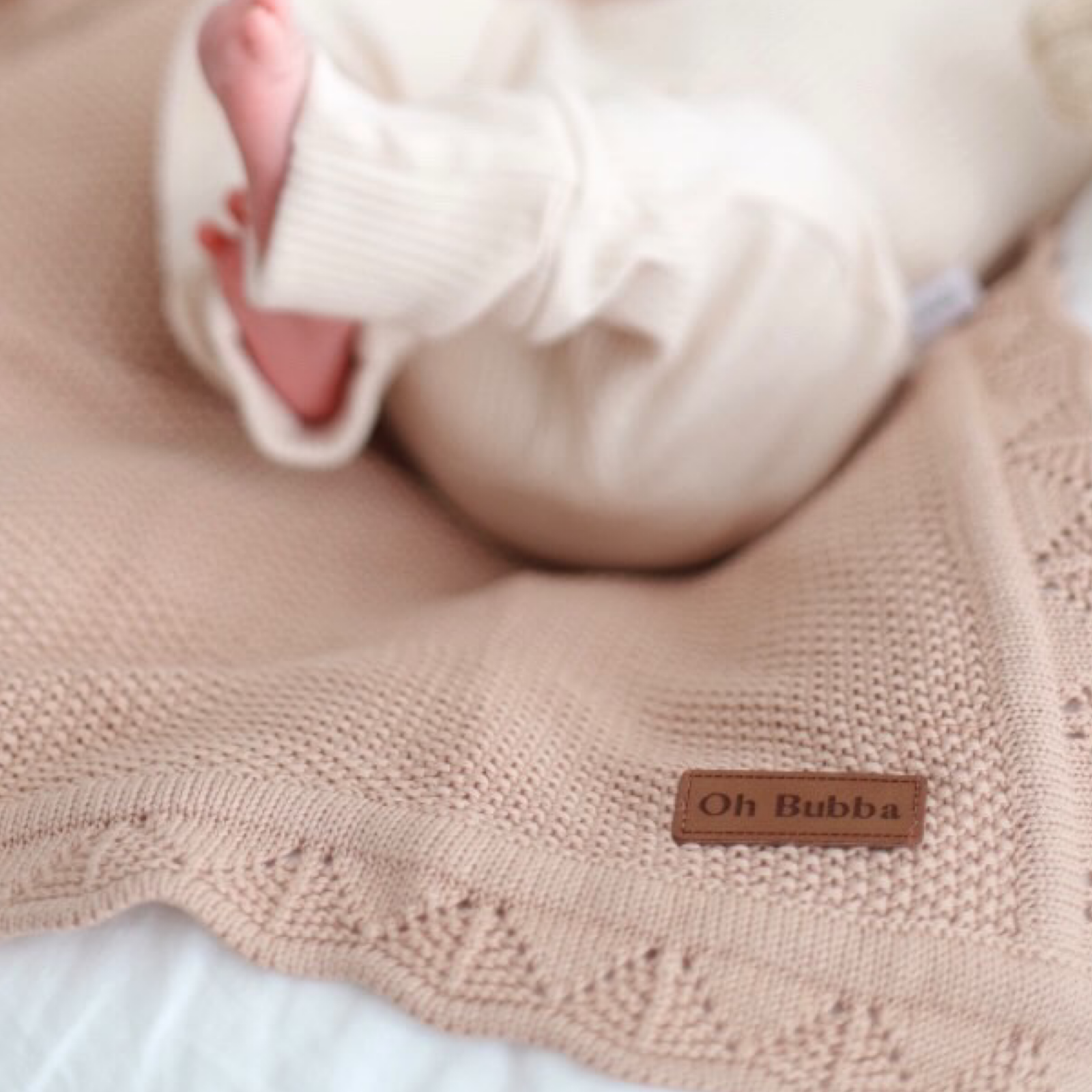 tan knit baby blanket