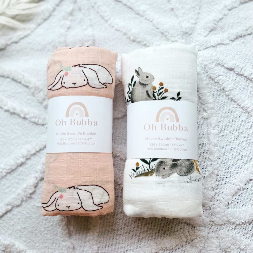 Pink Bunny Swaddle - Newborn Muslin Wrap