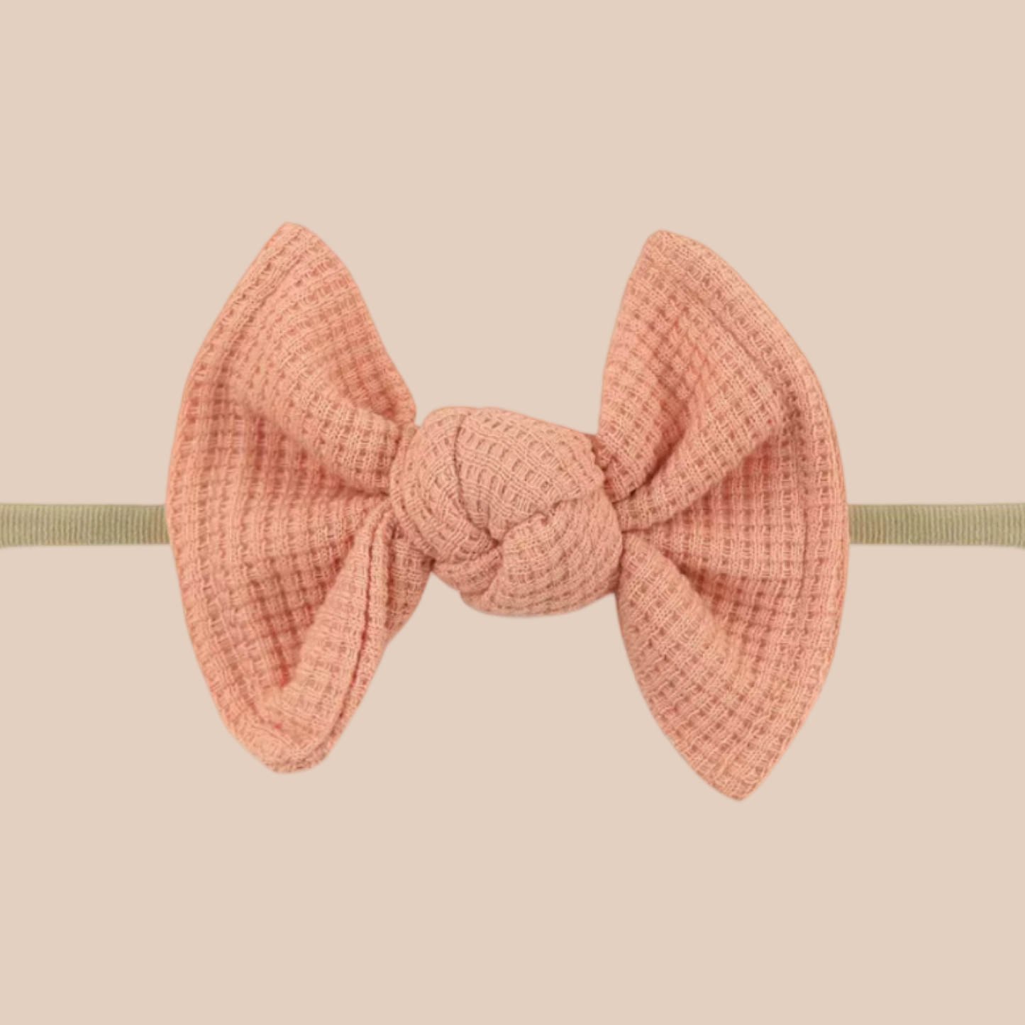 petite waffle baby bow headband. Newborn dainty baby headband