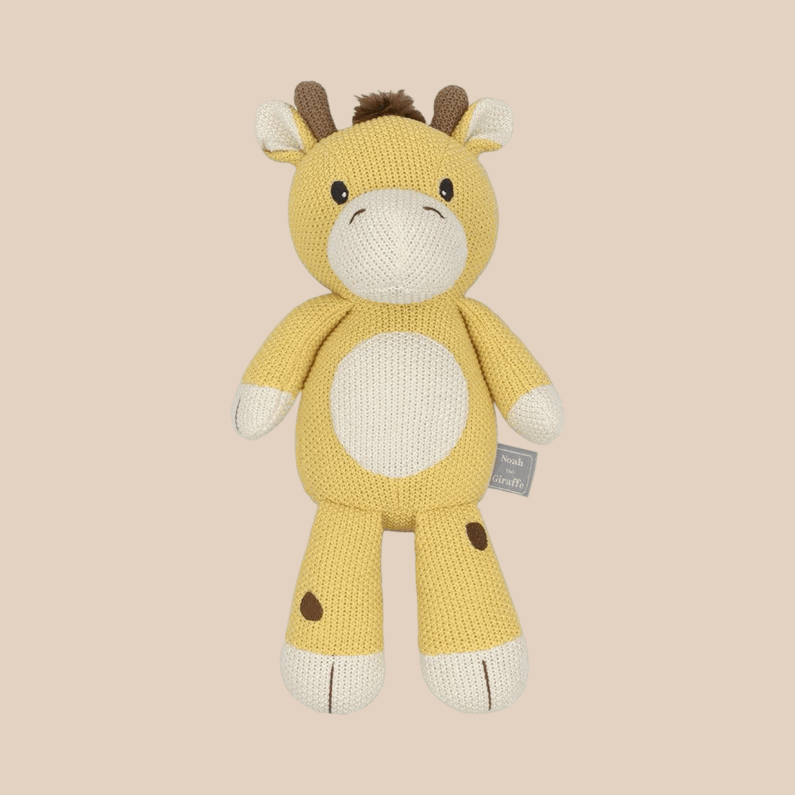 Giraffe knitted toy. Noah the Giraffe Living Textiles. Baby knit toy