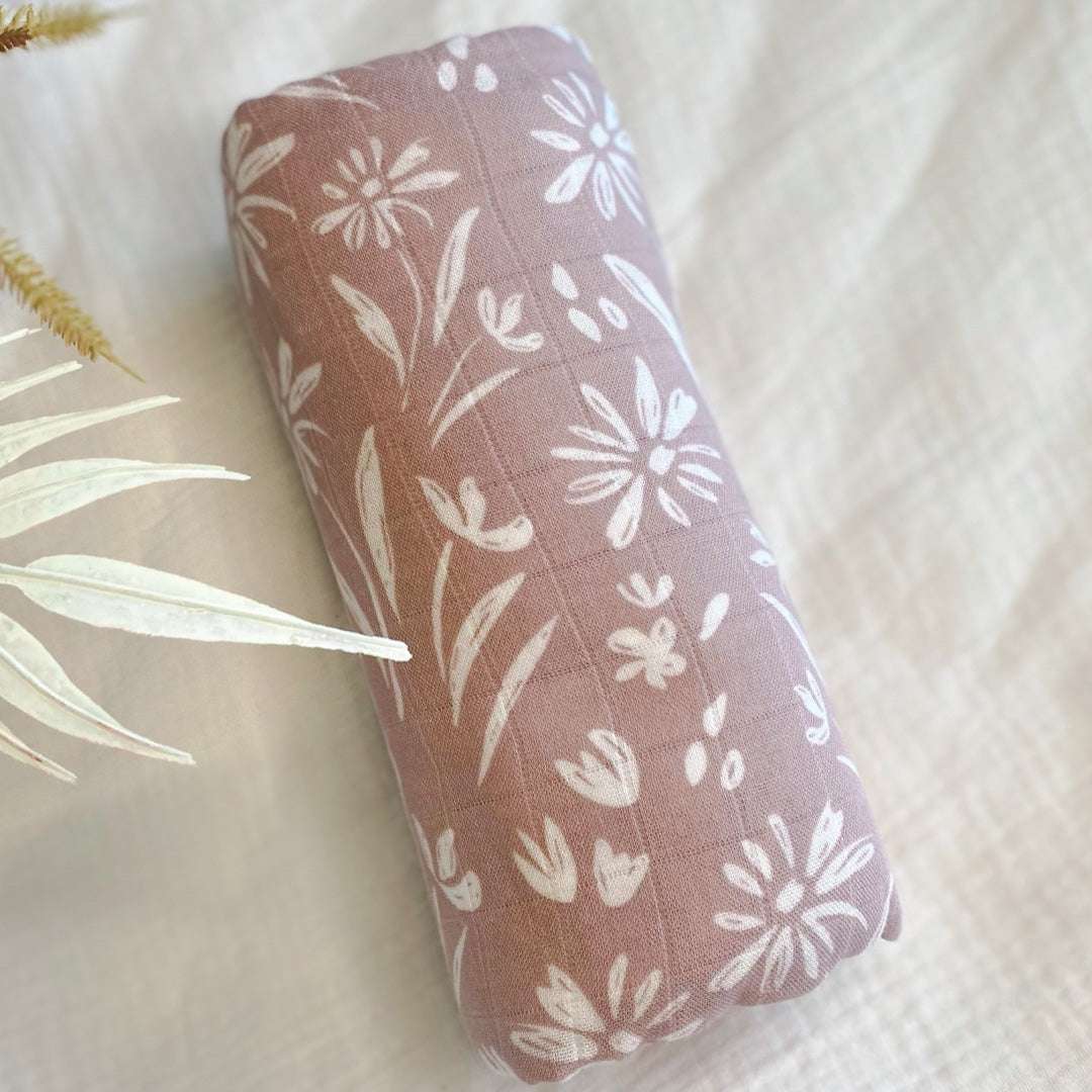 Floral Baby Swaddle - Newborn Muslin Wrap
