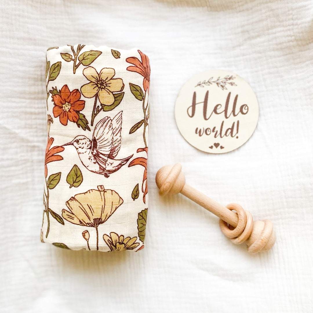 Vintage Bird Baby Swaddle Wrap