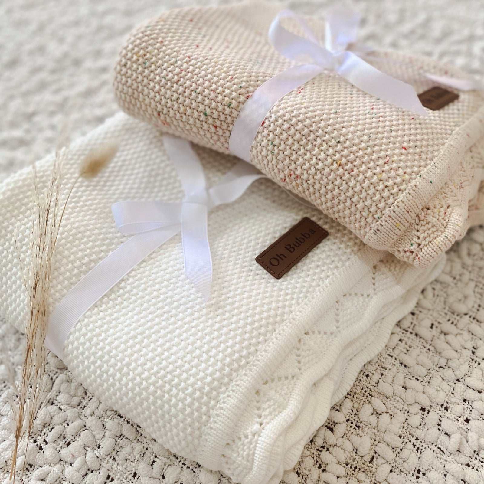Heirloom baby knit blanket | Speckled Oat