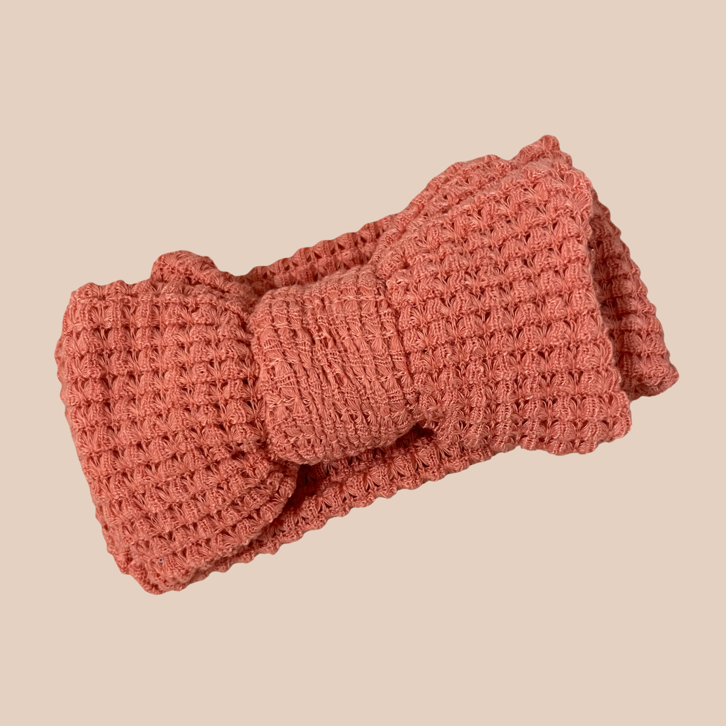 Dark Coral Knit Baby Bow