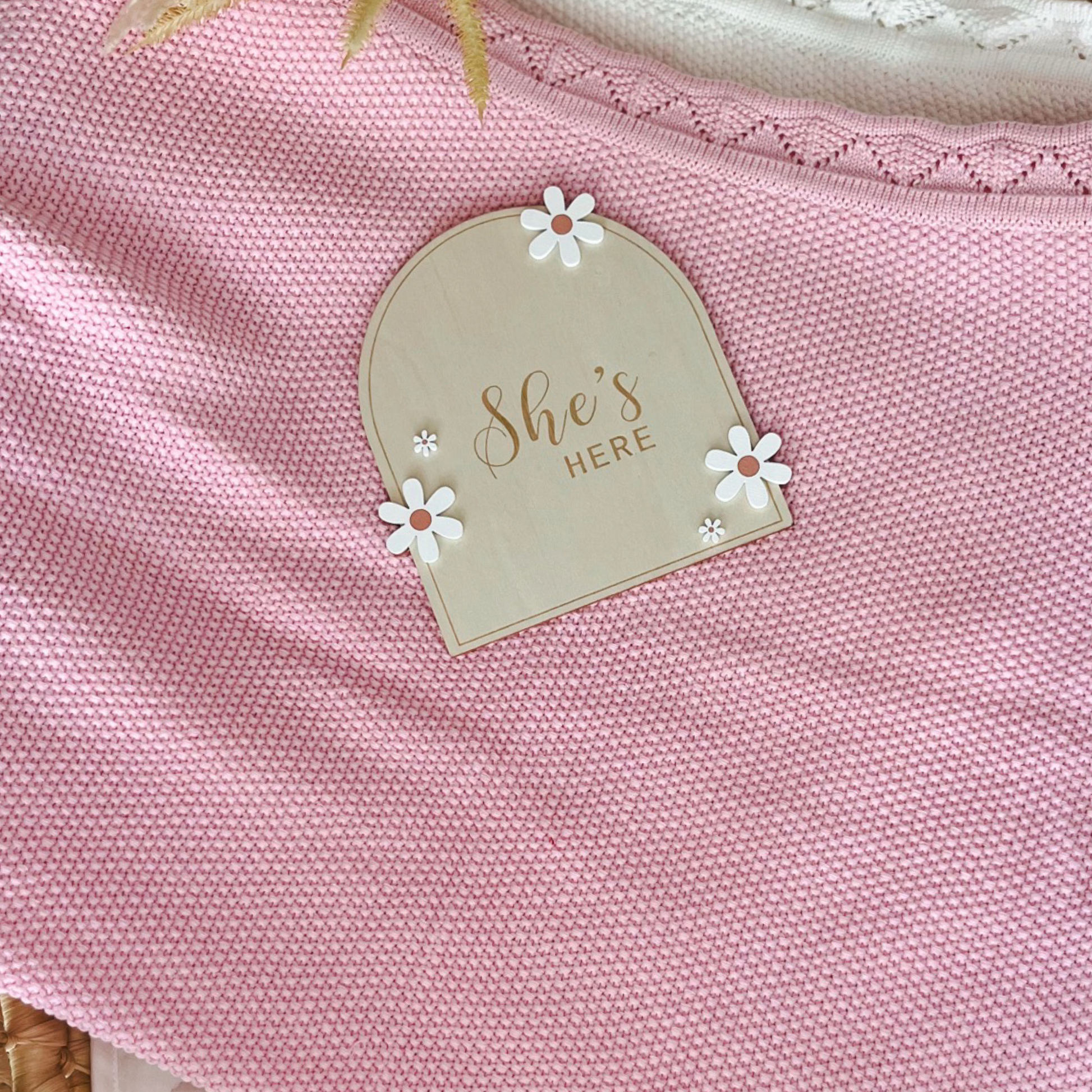 Pink baby knit blanket