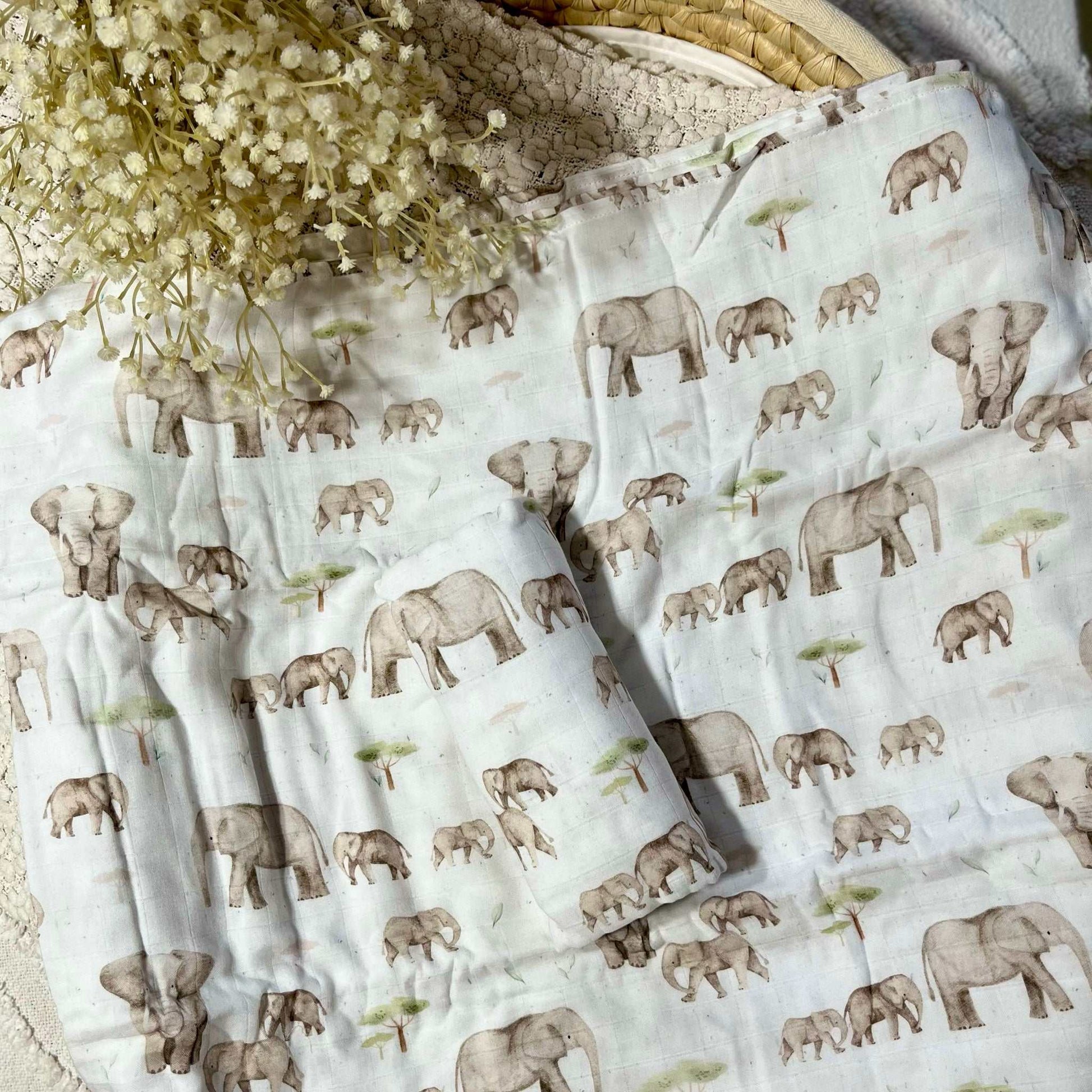 Elephant baby swaddle. newborn muslin wrap