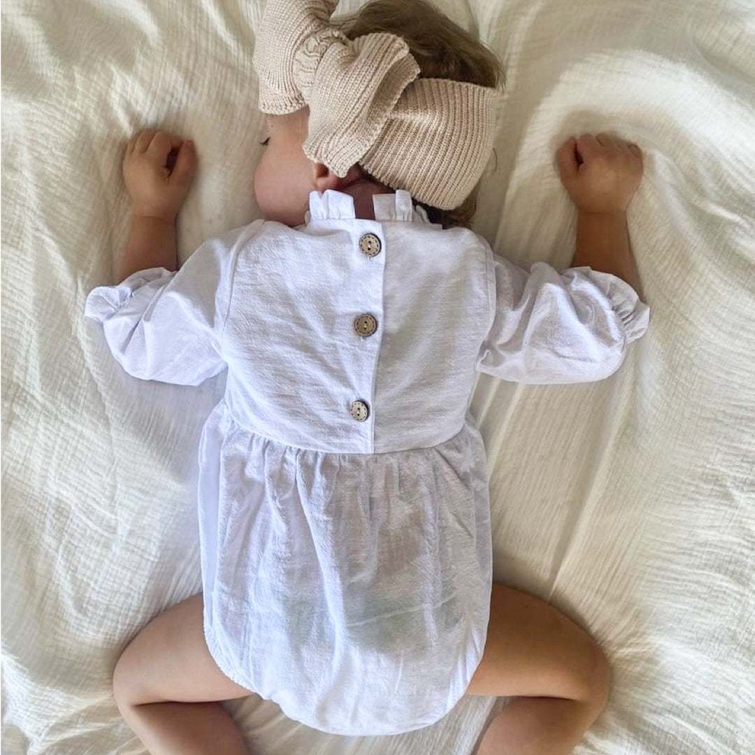 White baby girl romper
