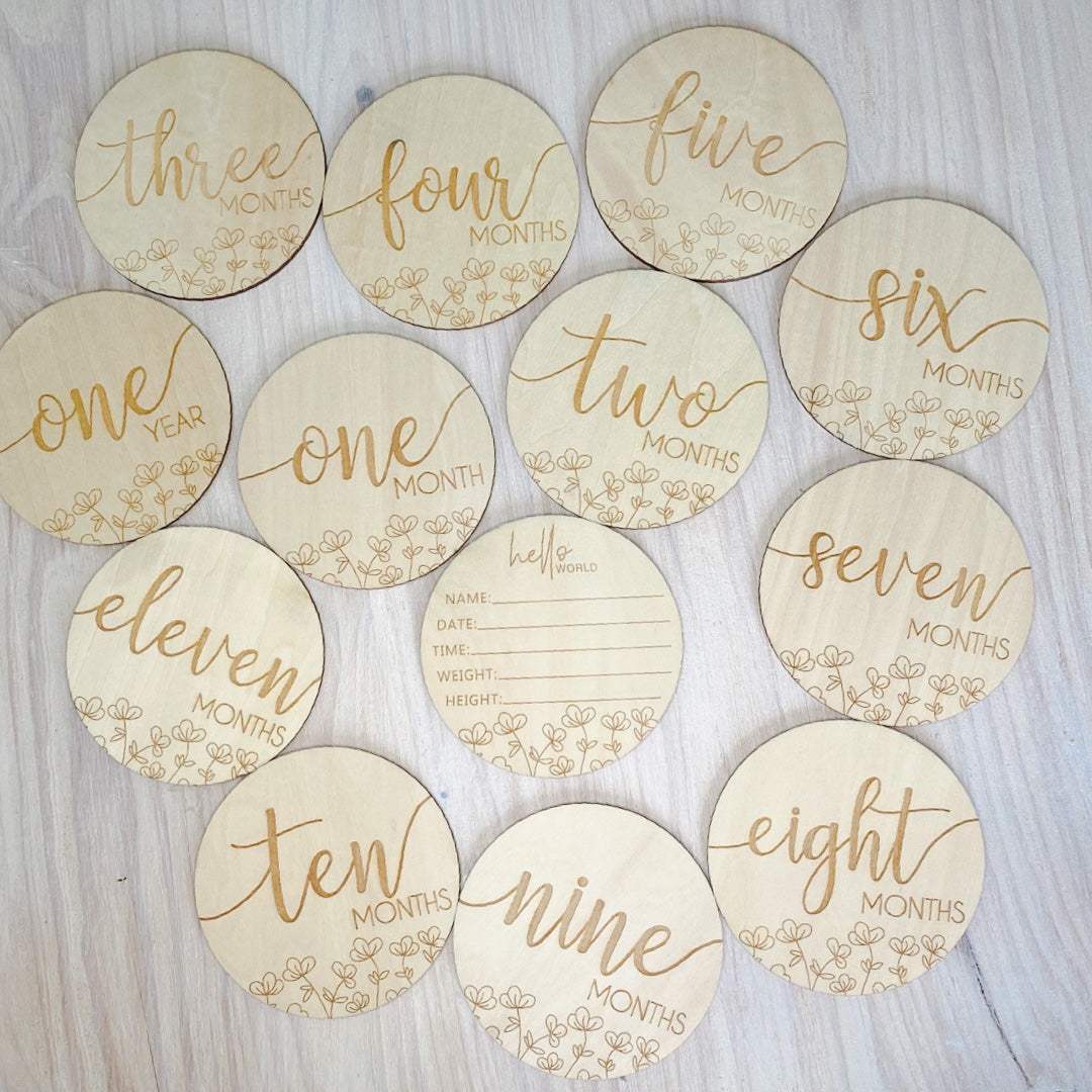 Floral Baby Milestone Disc Set
