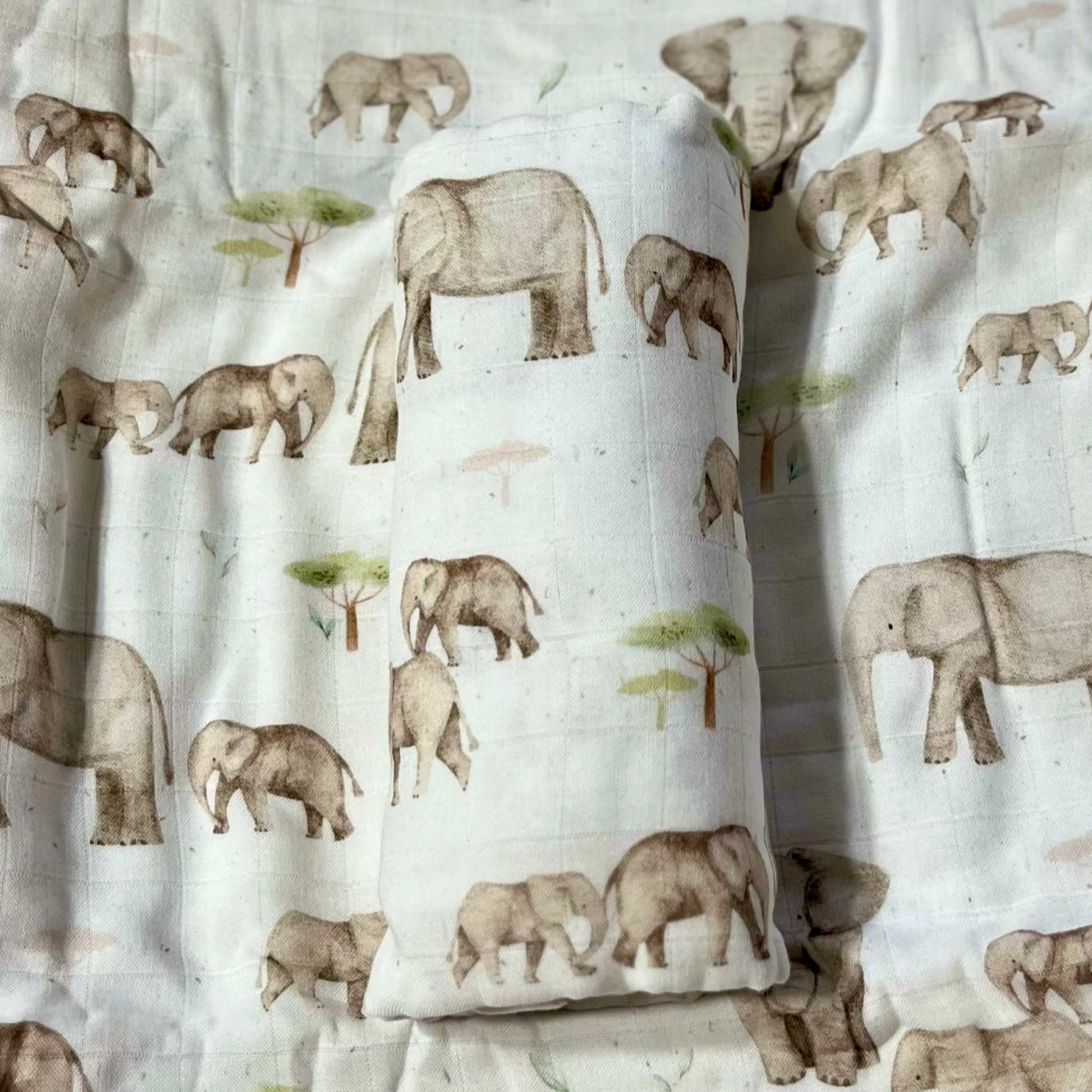 Elephant baby swaddle. newborn muslin wrap