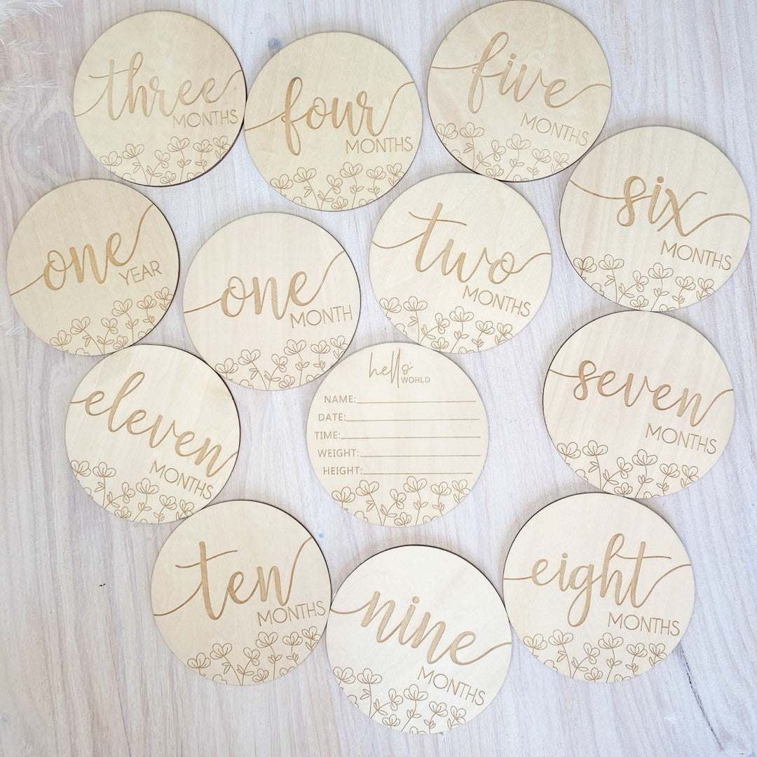Floral Baby Milestone Disc Set