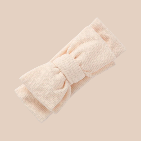 Chunky Rib Baby Bow Headband Nude. Baby bow. Large baby bow. Baby Topknot