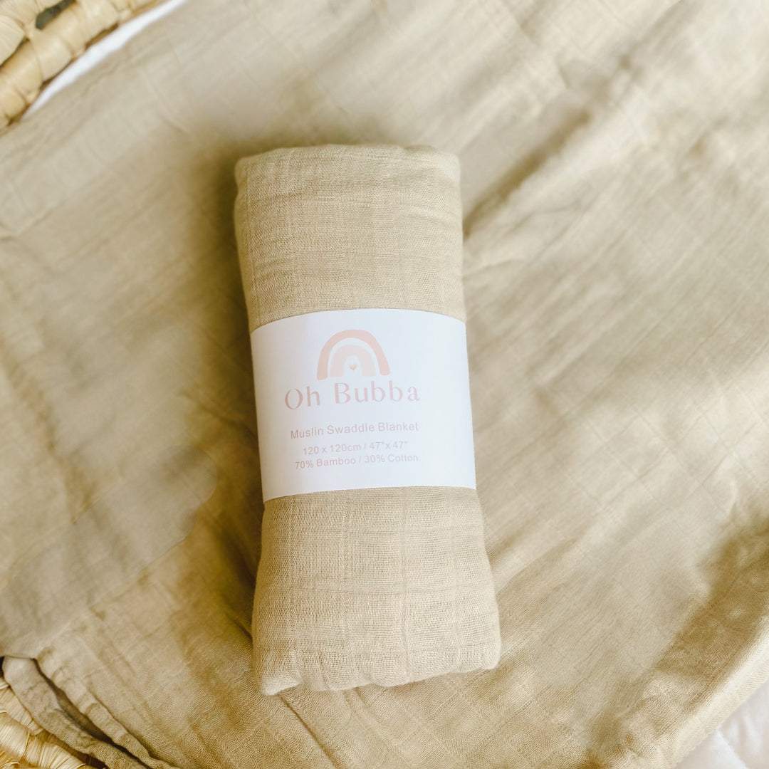 Beige Baby Swaddle. Newborn Muslin Wrap. Bamboo Swaddle. Baby Blanket. Neutral baby blanket