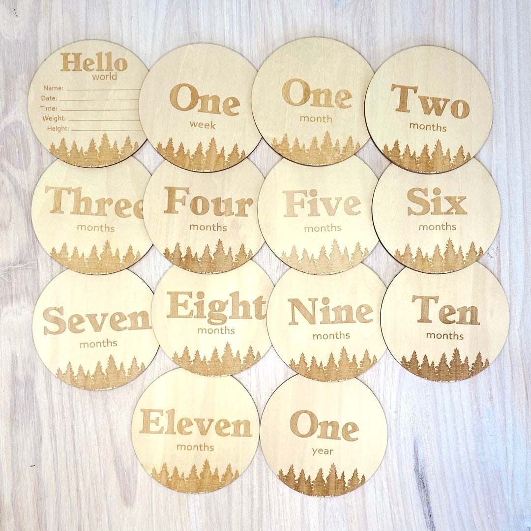 Forrest Baby Milestone Discs. Baby shower gift. Newborn gift. Baby photography props