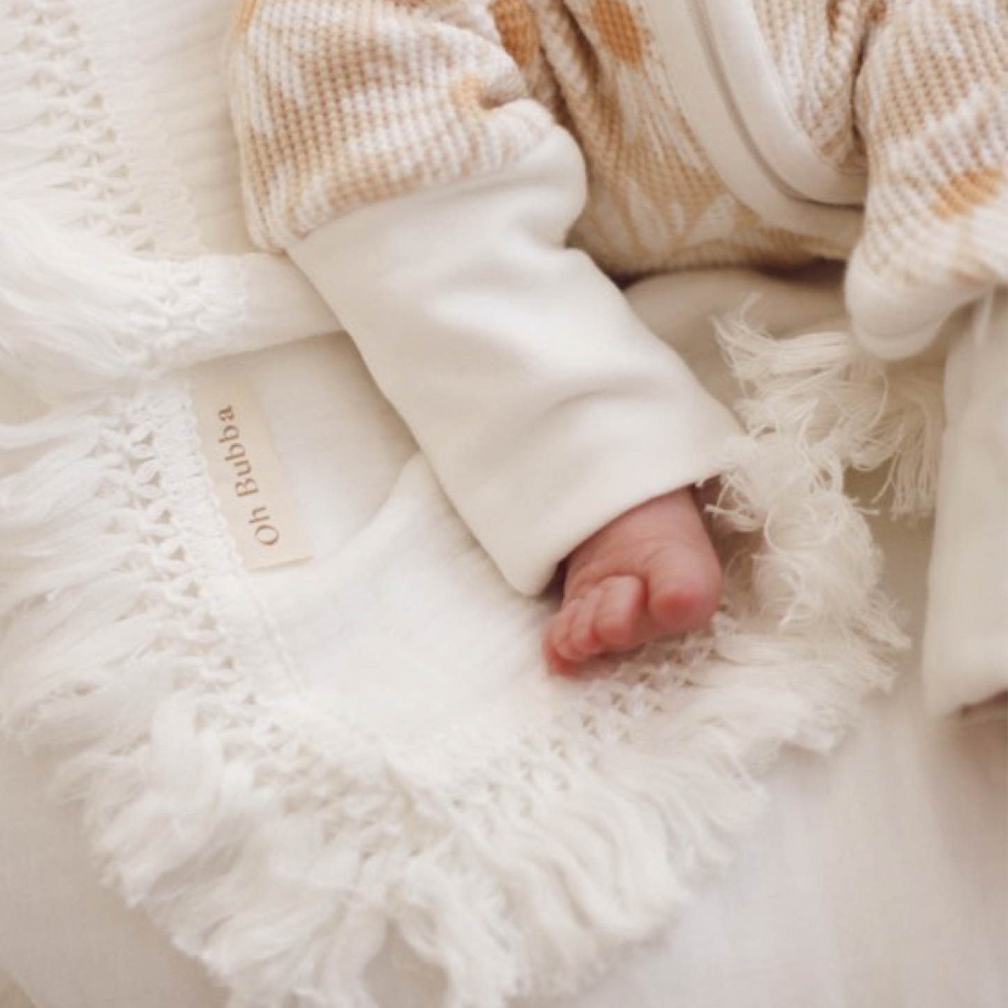 White fringe swaddle. Baby Wrap