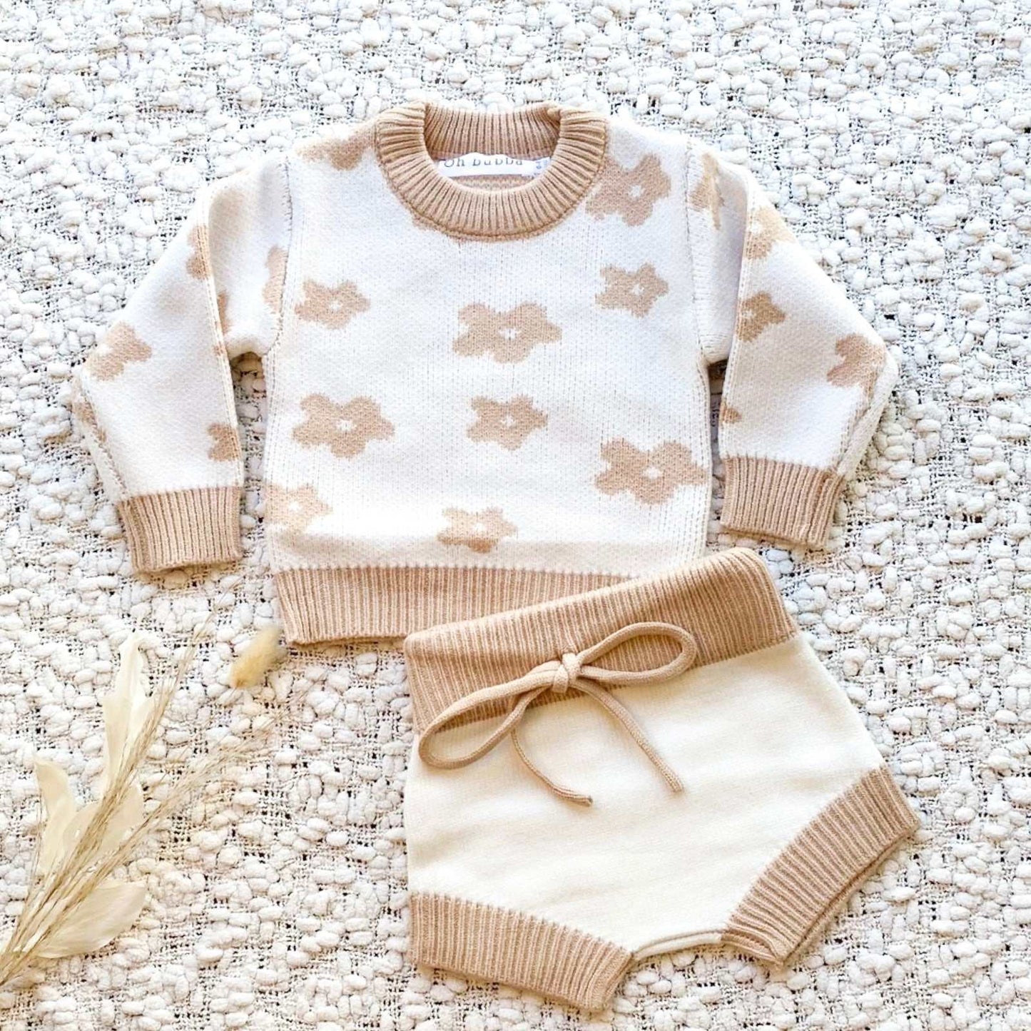 Daisy knit jumper & bloomer set. Baby two piece knit set.