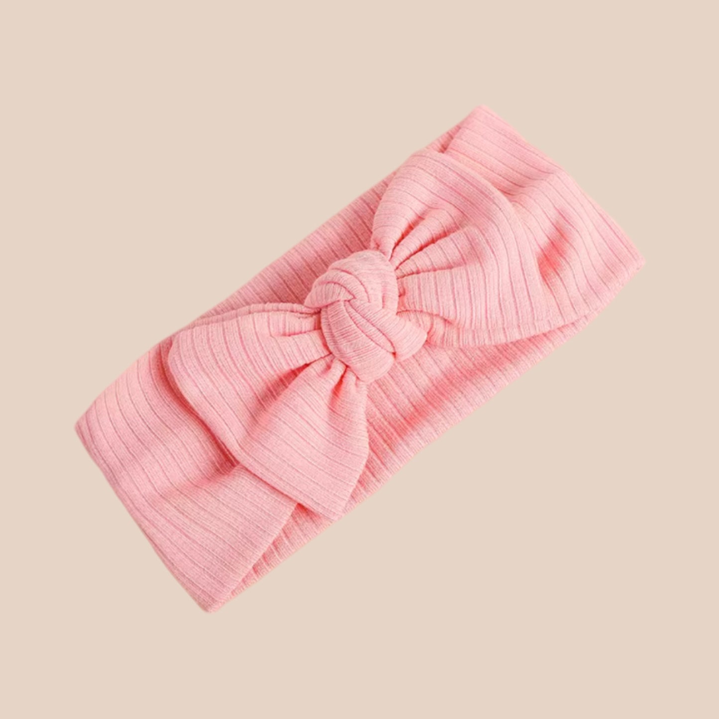 Pink ribbed baby bow. Baby bow headband