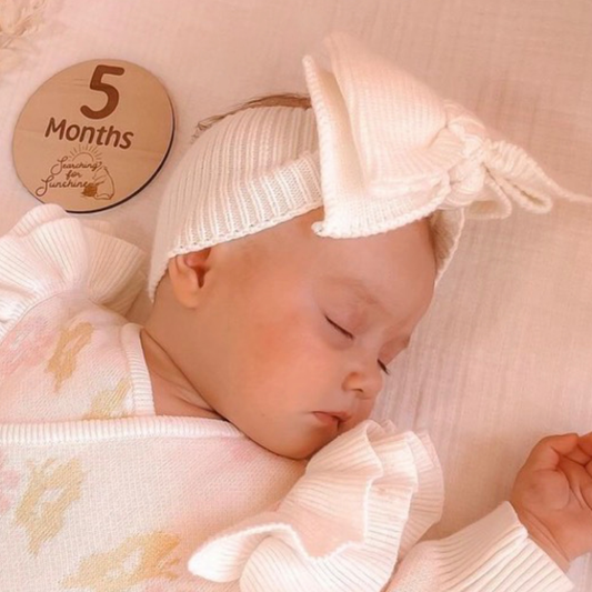 Knit oversized headband | white baby knit bow. Large baby bow