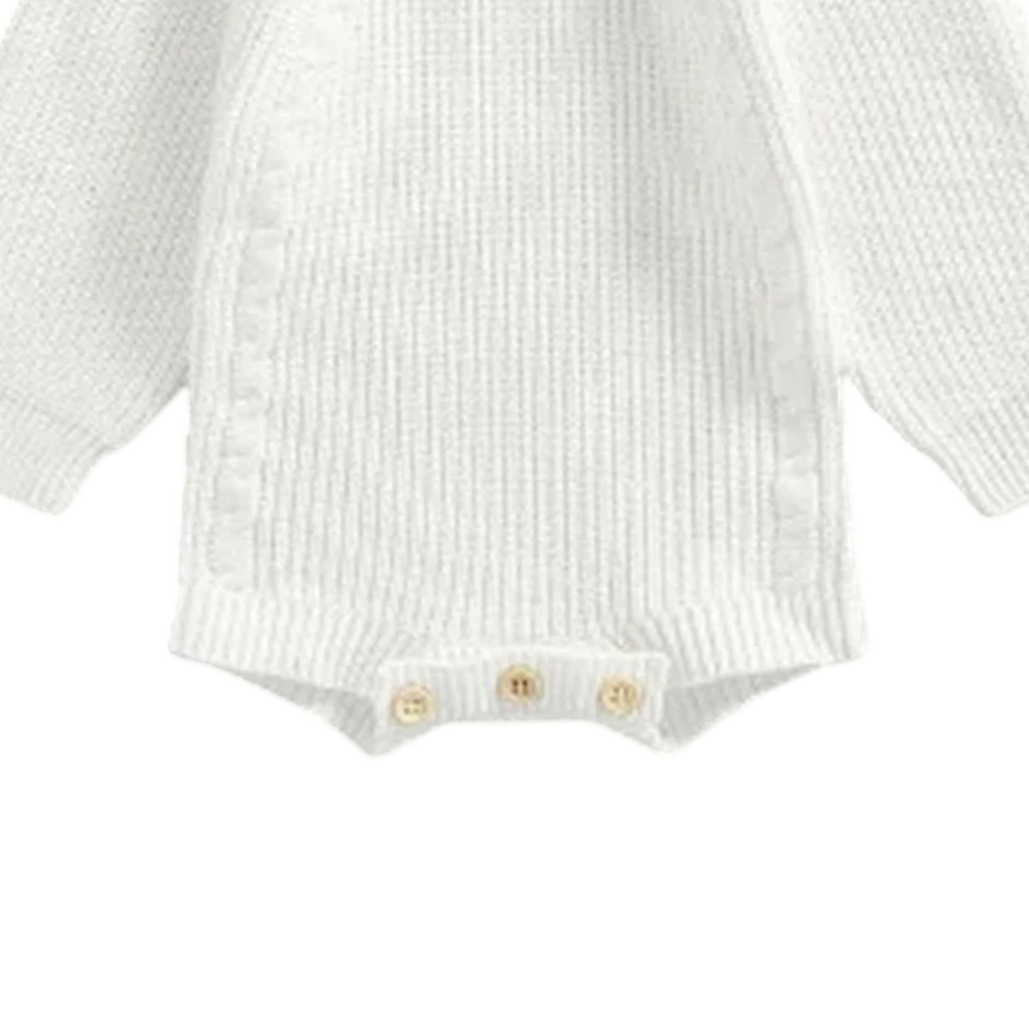 White chunky knit baby romper. Baby boy knit romper