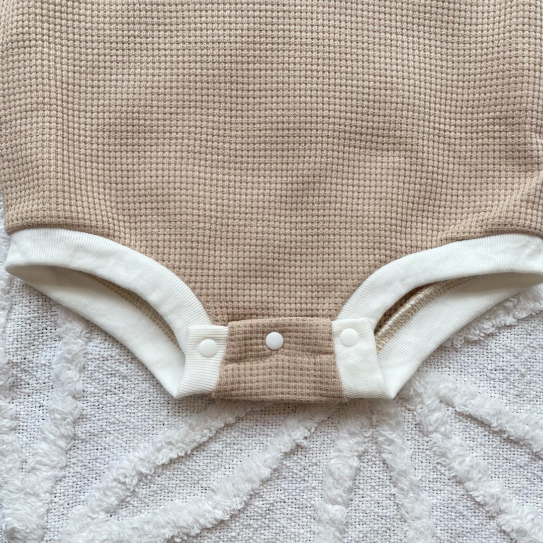 Waffle Tee Romper | Beige