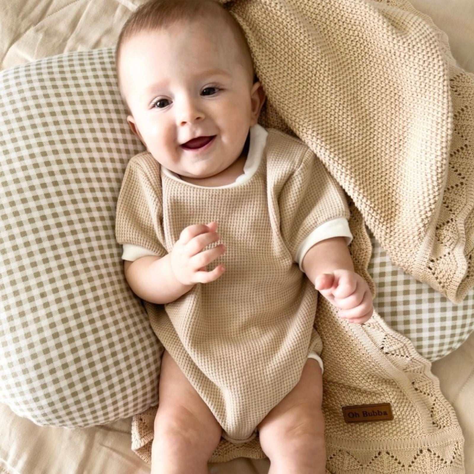 Waffle baby romper