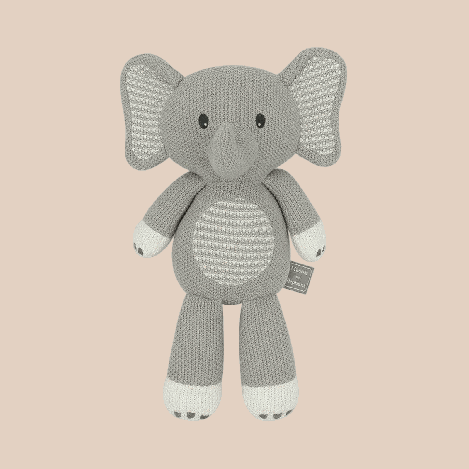 Mason the elephant knitted toy