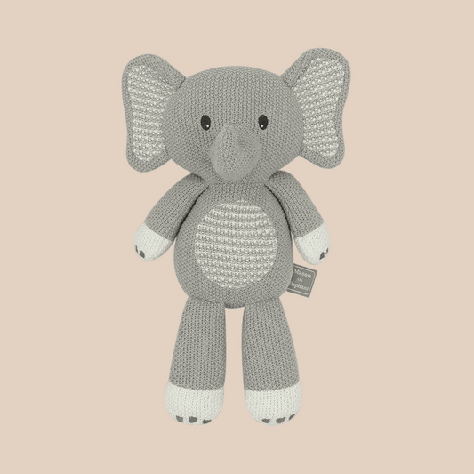 Mason the elephant knitted toy