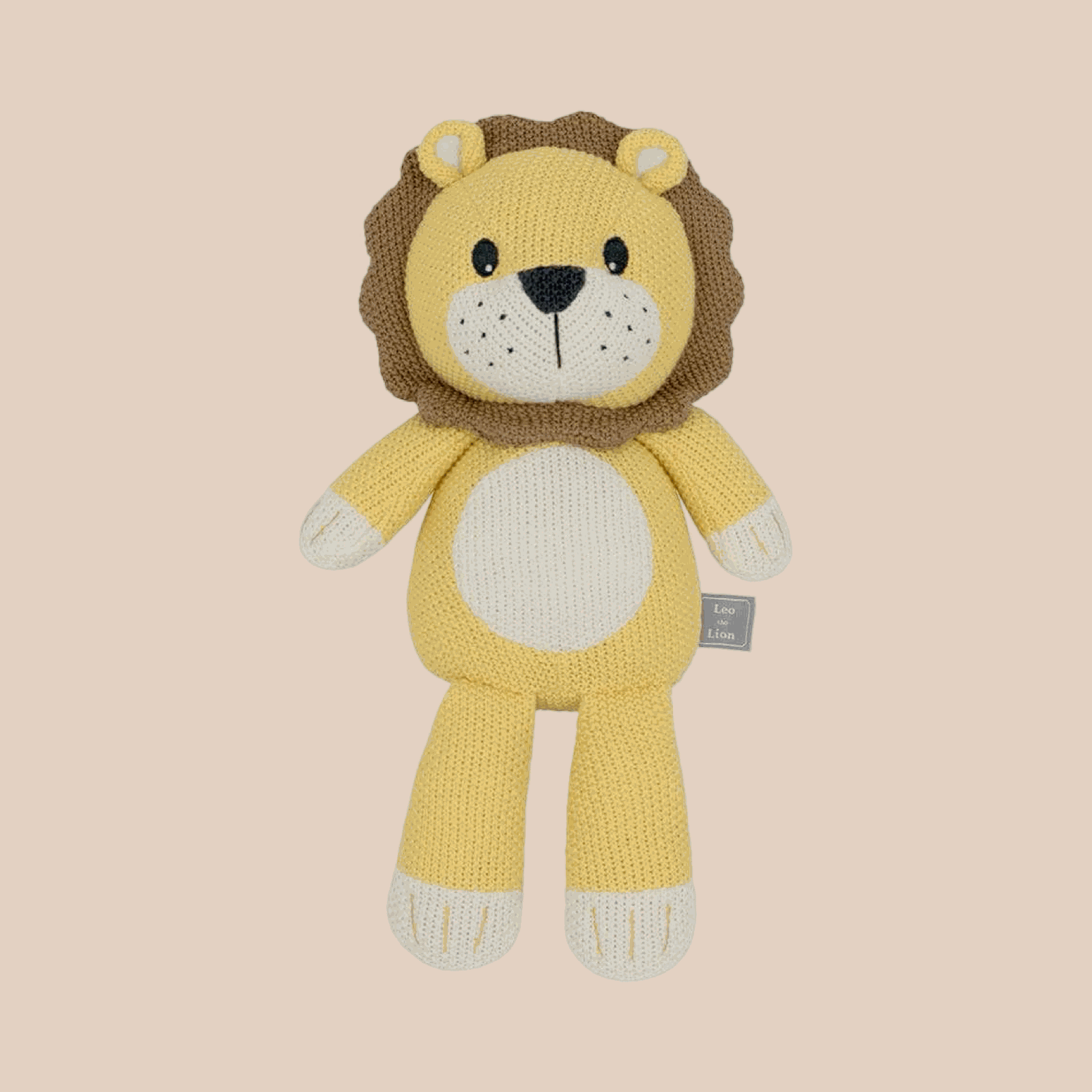 Lion Knitted toy. Leo the Lion Living Textiles. Newborn Baby knit toy. Baby Boy gift