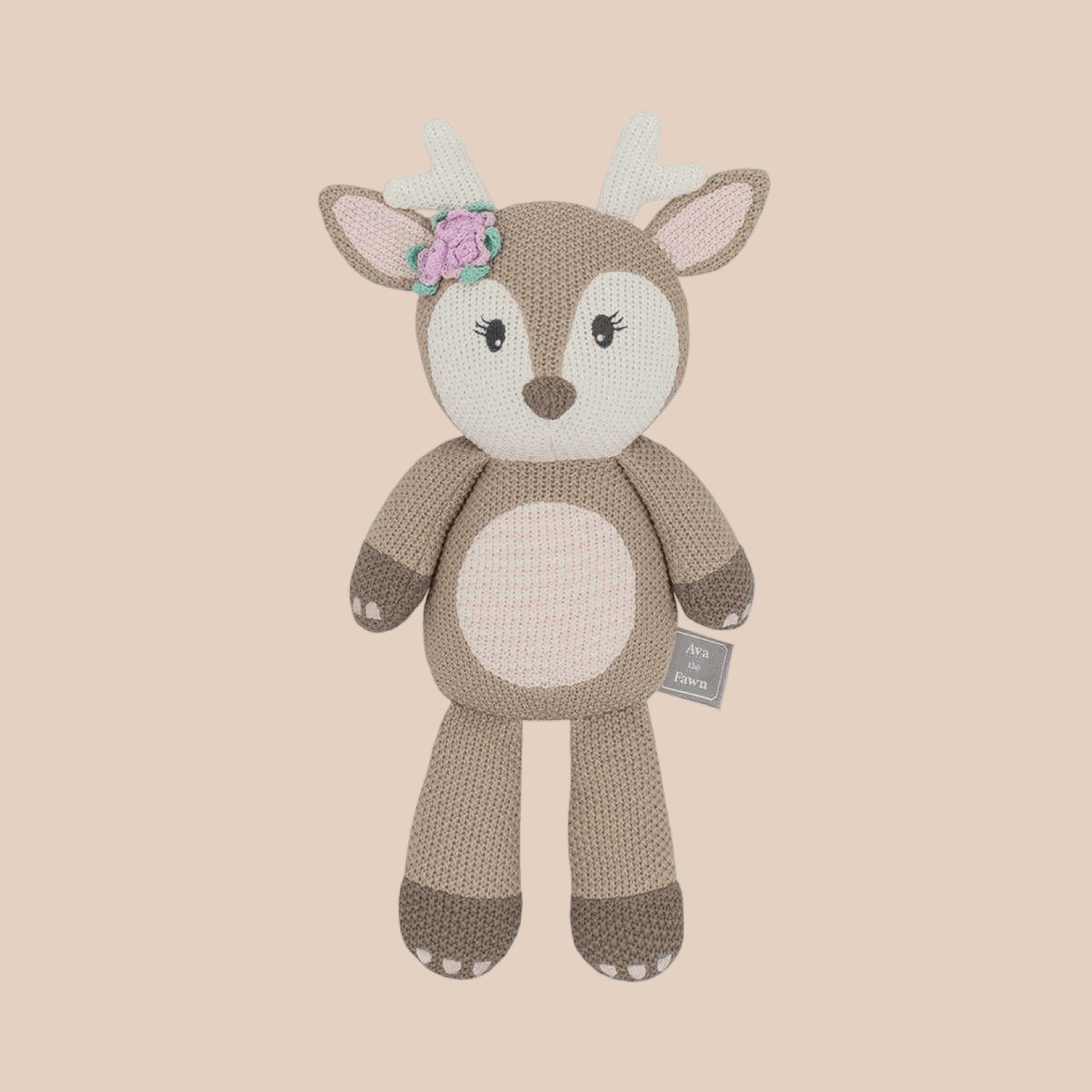 Fawn knitted toy. Ava the Fawn Living Textiles