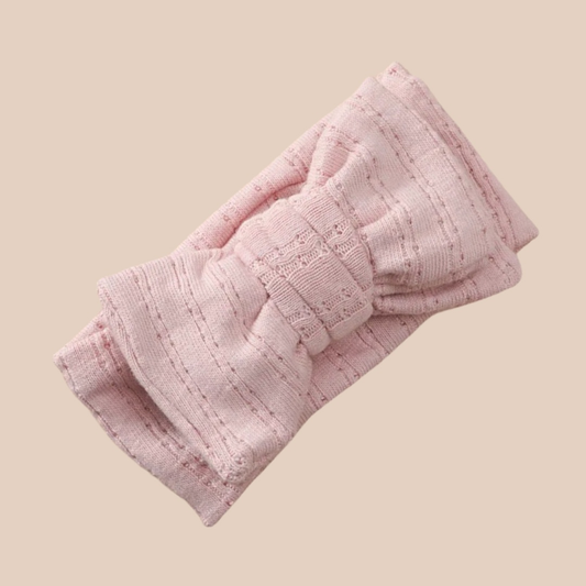 Oversized rib pink bow. Baby topknot. Large baby bow headband
