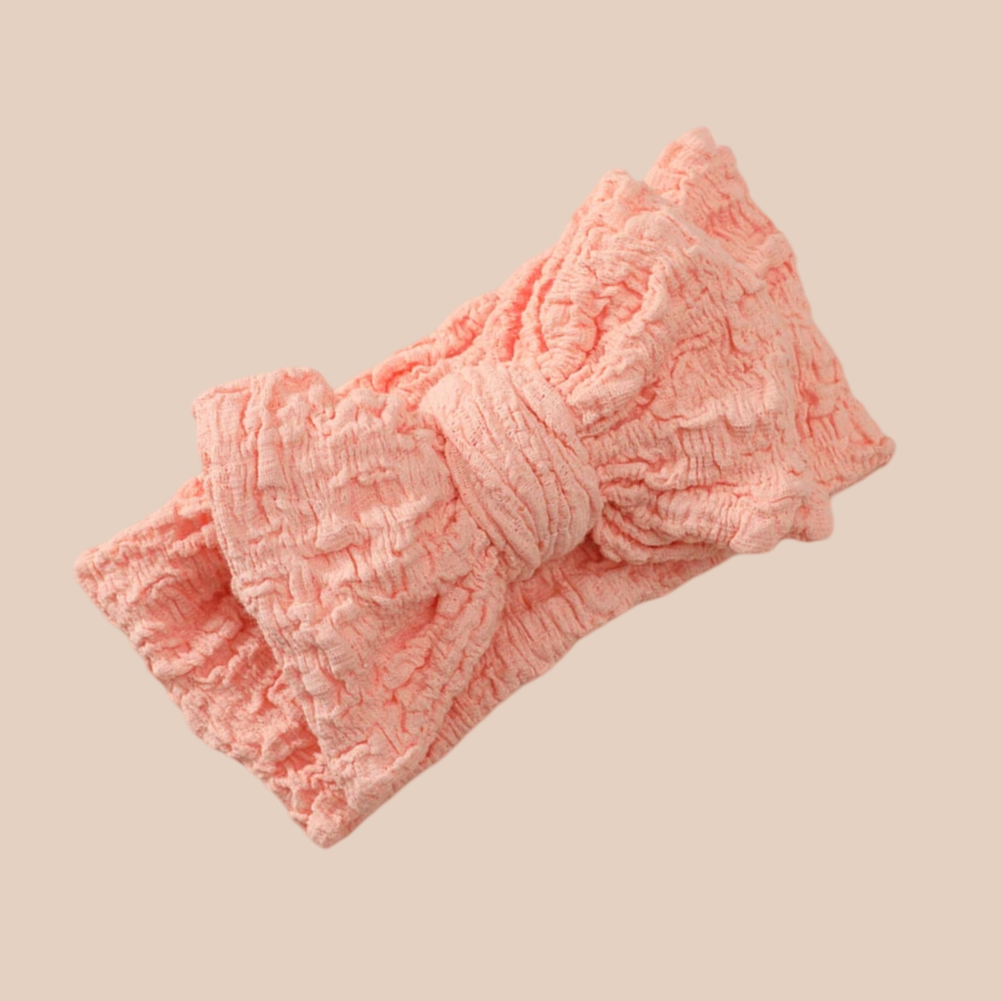 Crinkle oversized baby bow topknot. Coral oversized baby bow