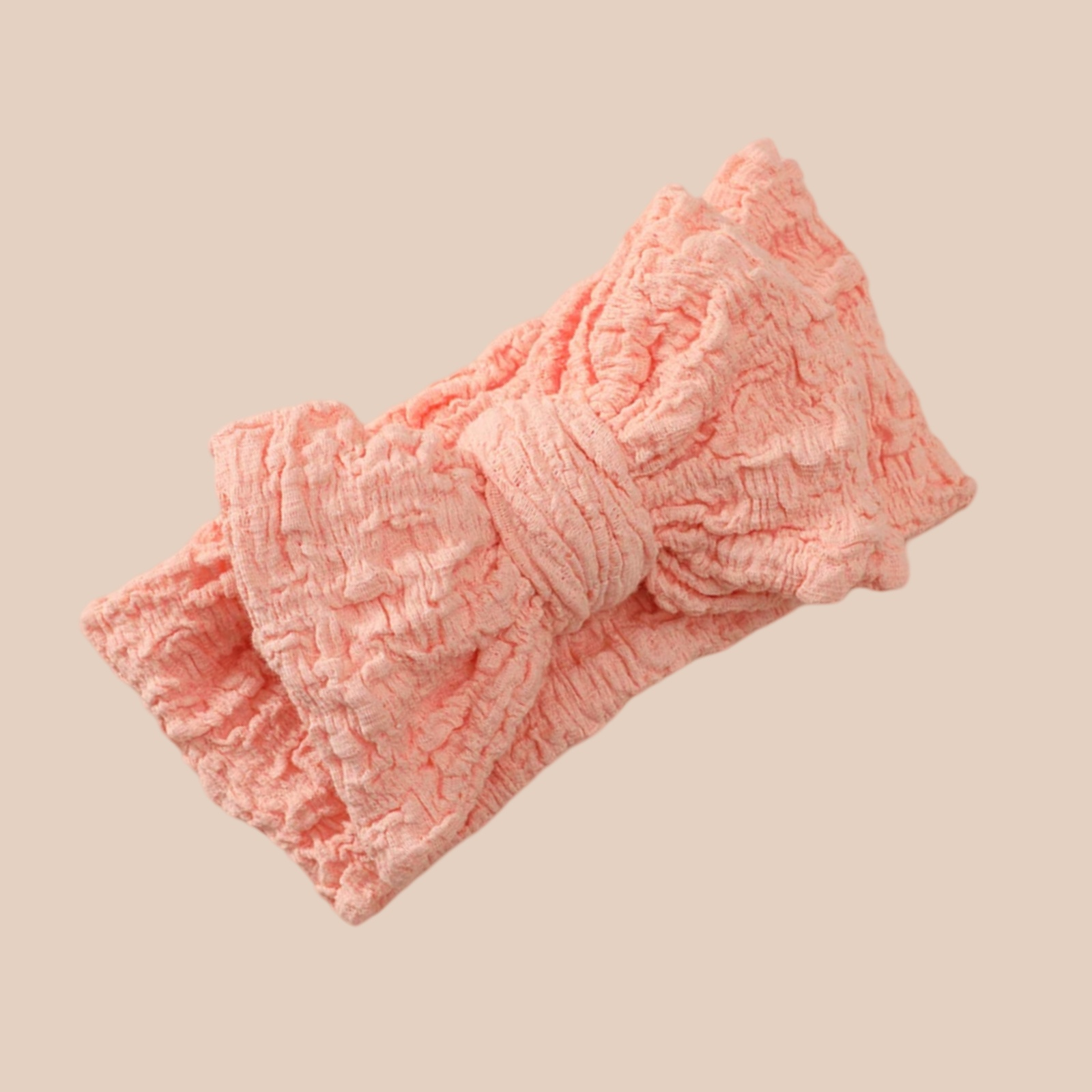 Crinkle oversized baby bow topknot. Coral oversized baby bow
