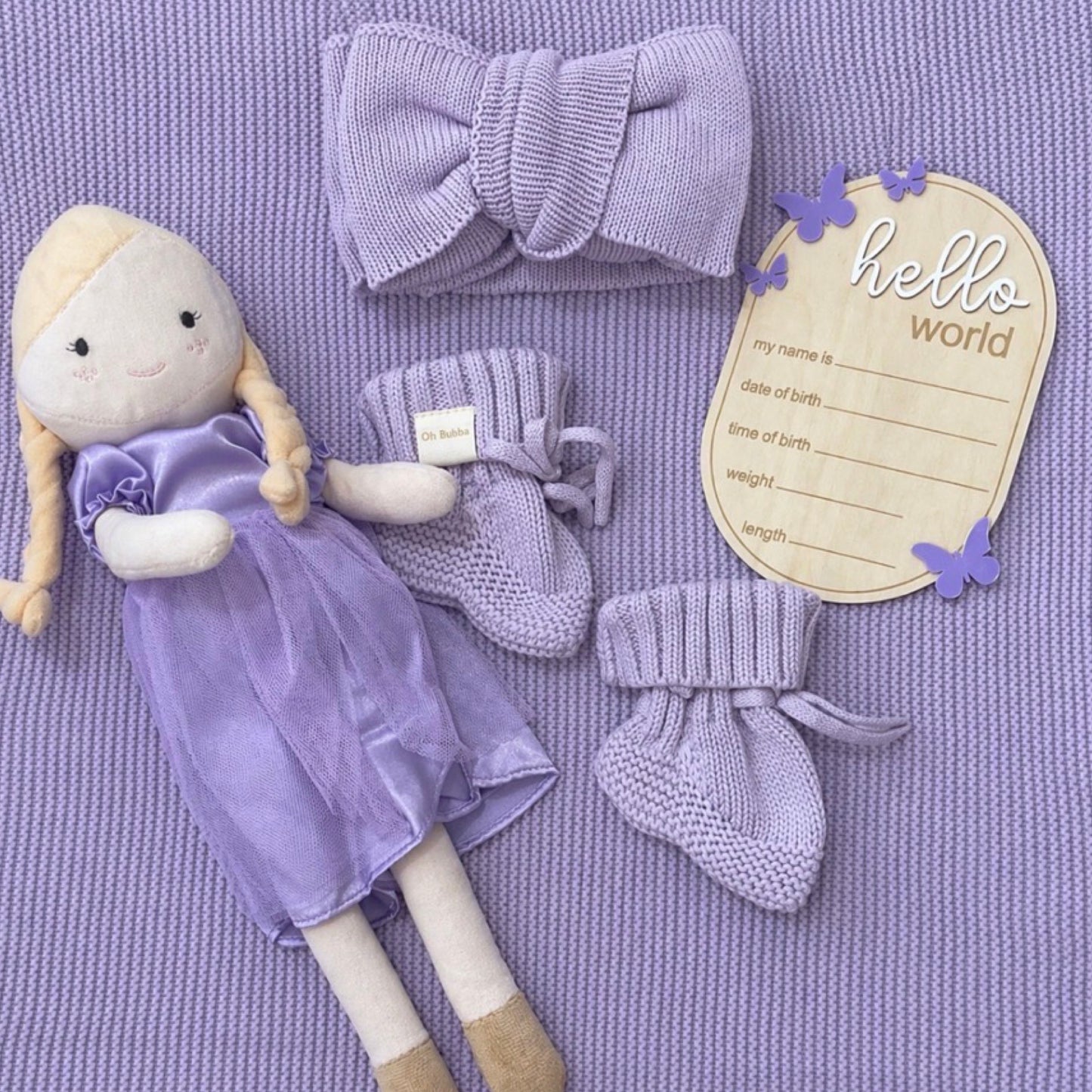 Lilac newborn baby gift. Lilac Princess newborn baby toy