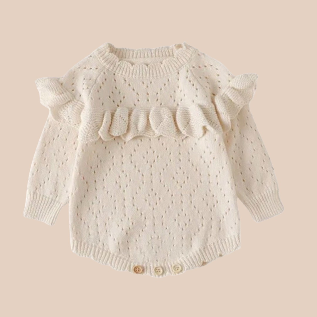 Frill knit baby romper