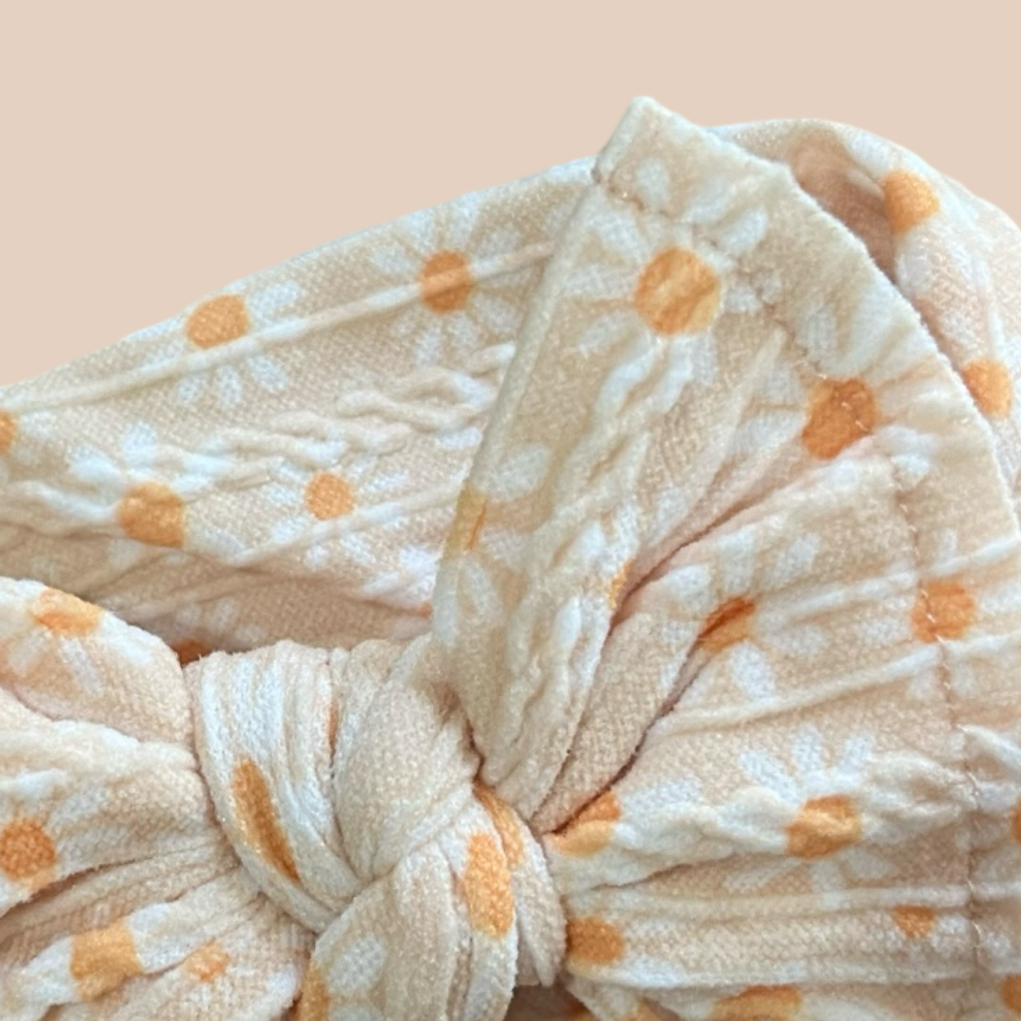 Cable Knit Baby Bow Headband | Large Daisy