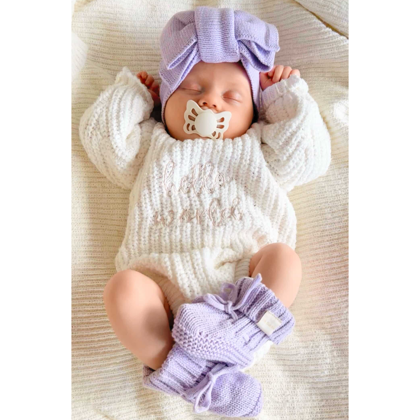 White Knit announcement romper