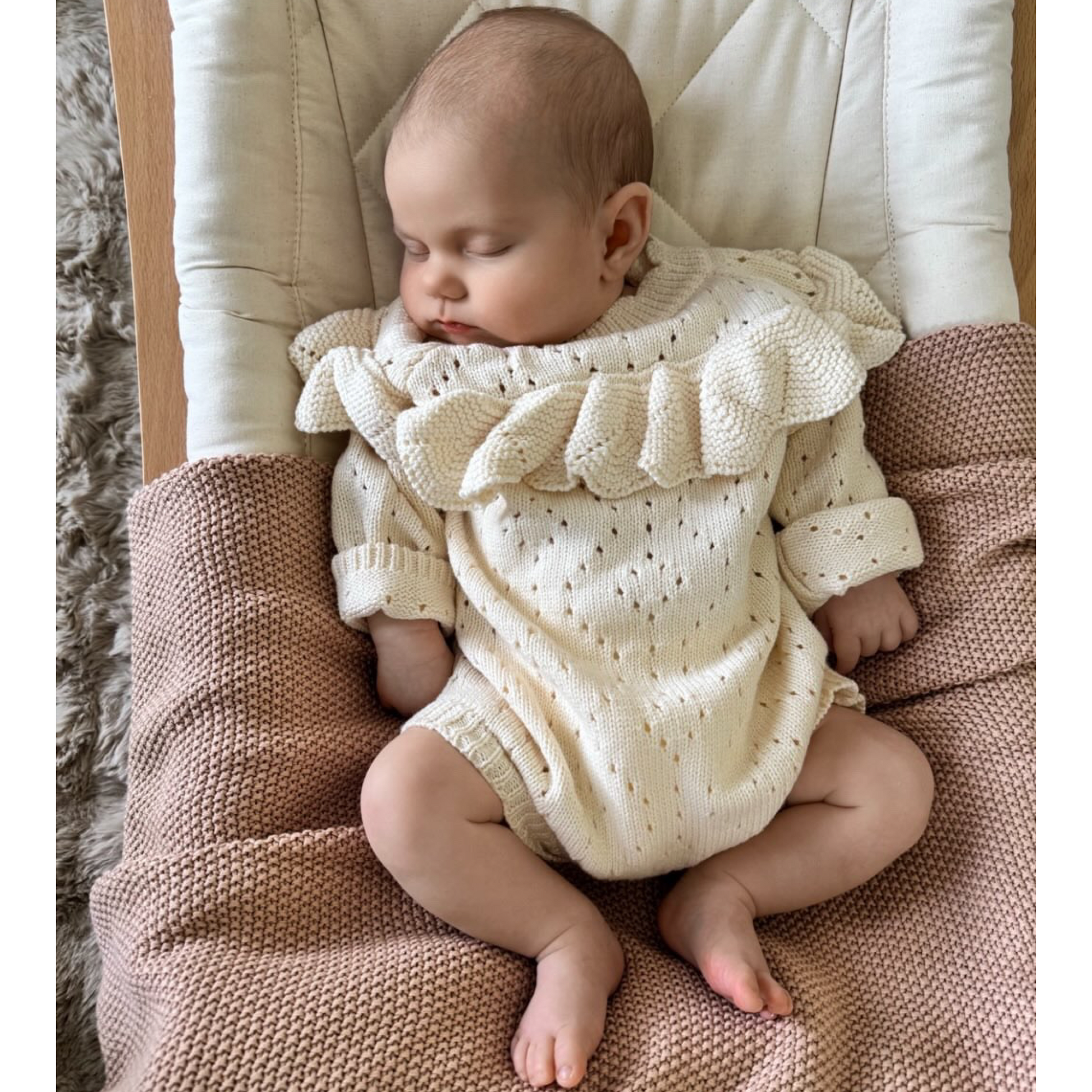 Diamond knit romper. Newborn knit romper