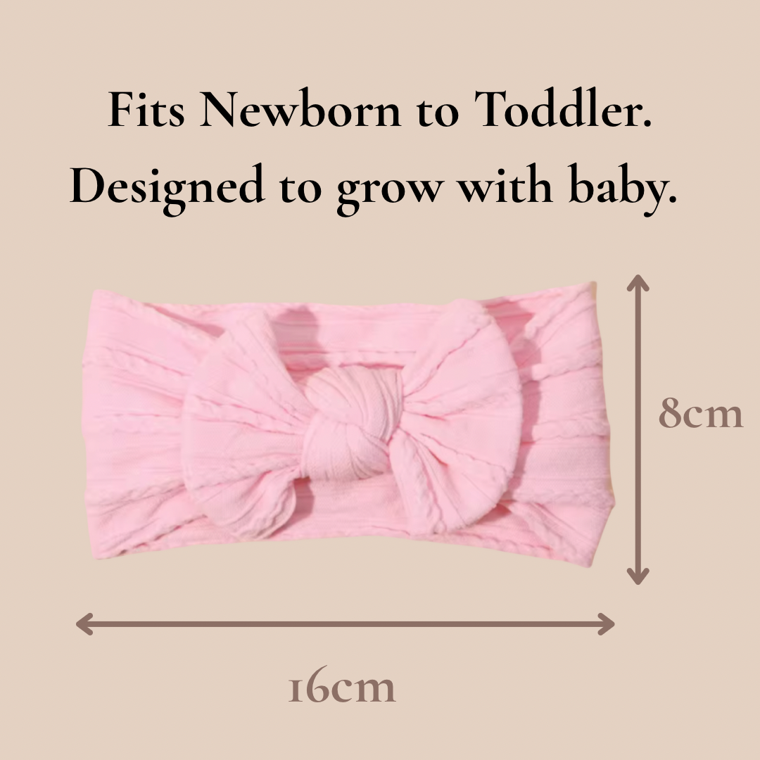 Cable Knit Baby Bow Headband | Dusty Pink