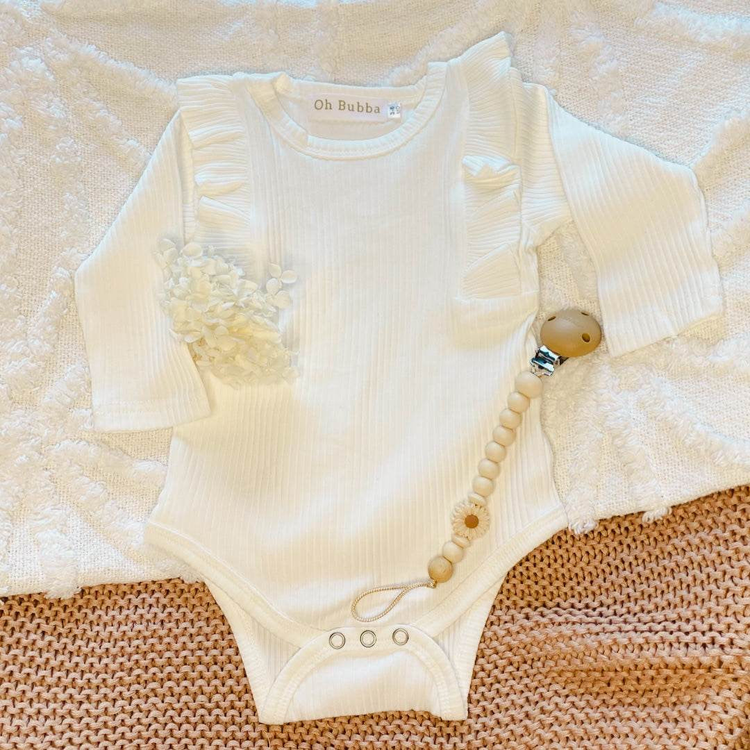 White Flutter Bodysuit and Headband - 18-24m