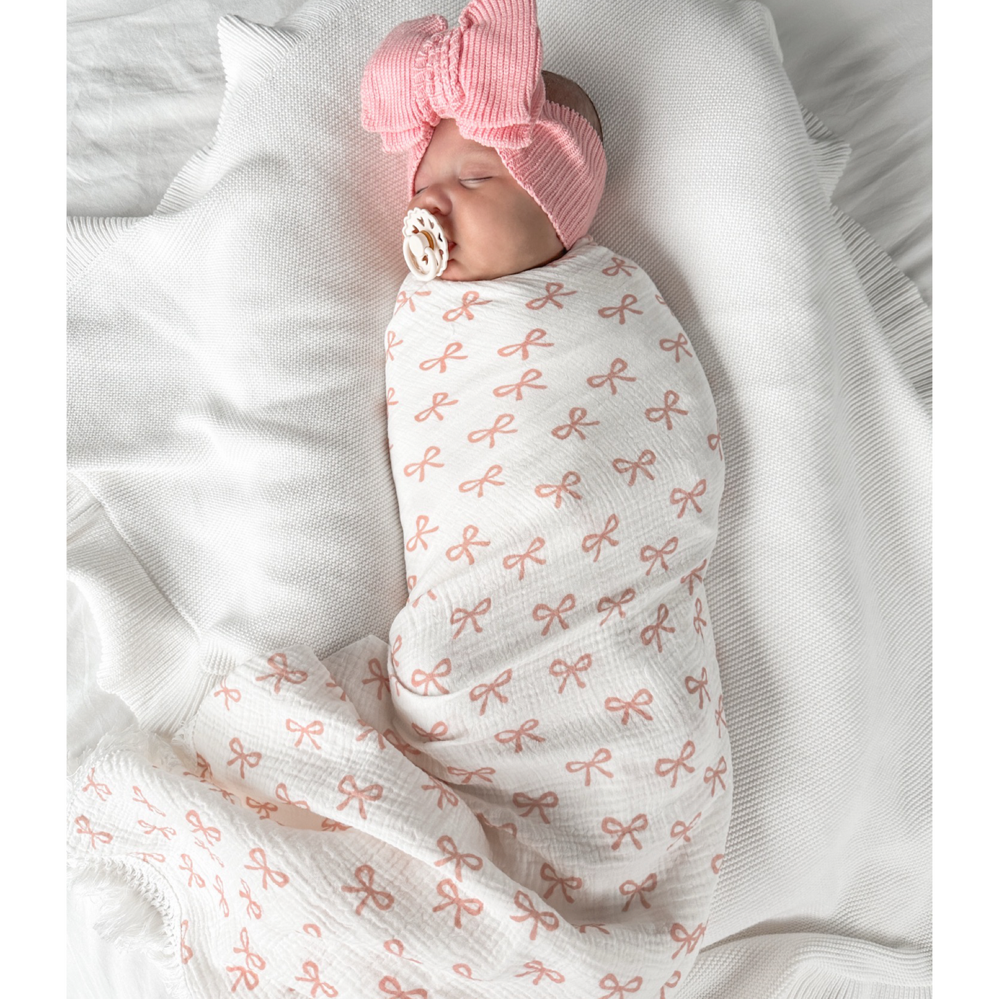 Bows fringe swaddle. Newborn baby wrap