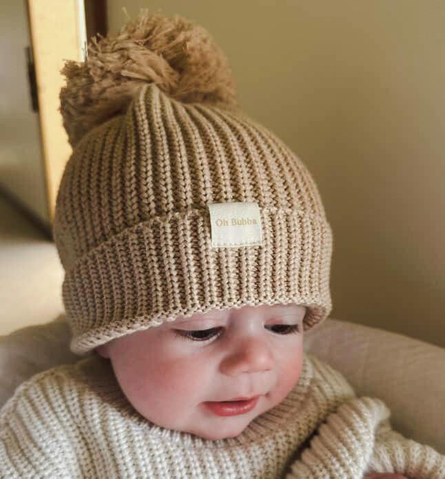 Caramel knit beanie. Newborn knit beanie