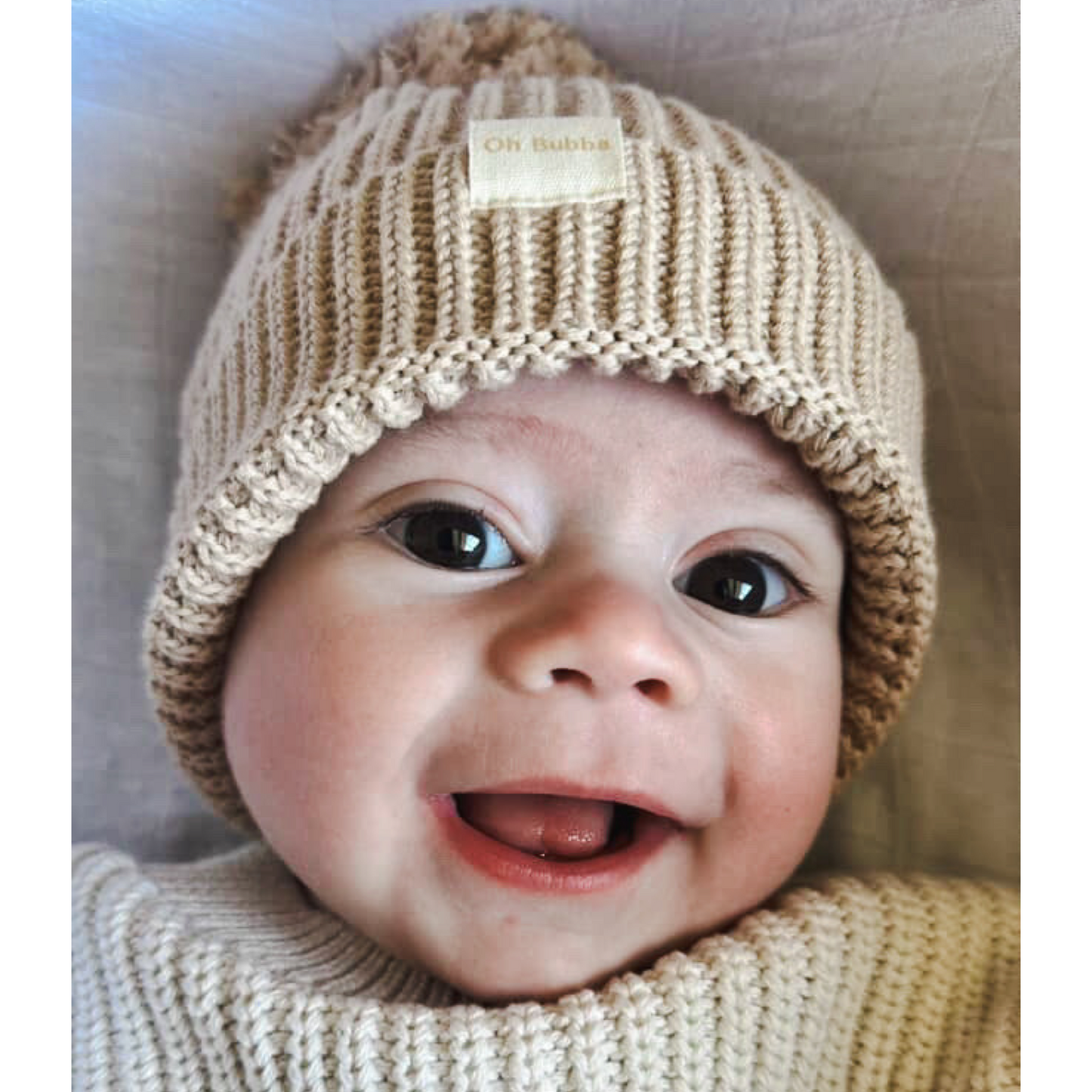 caramel knit beanie and booties. Baby Booties