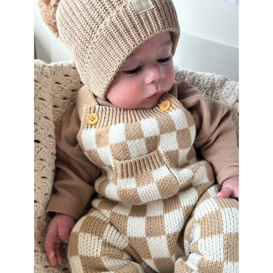 Checker knit baby overalls. Baby boy overalls
