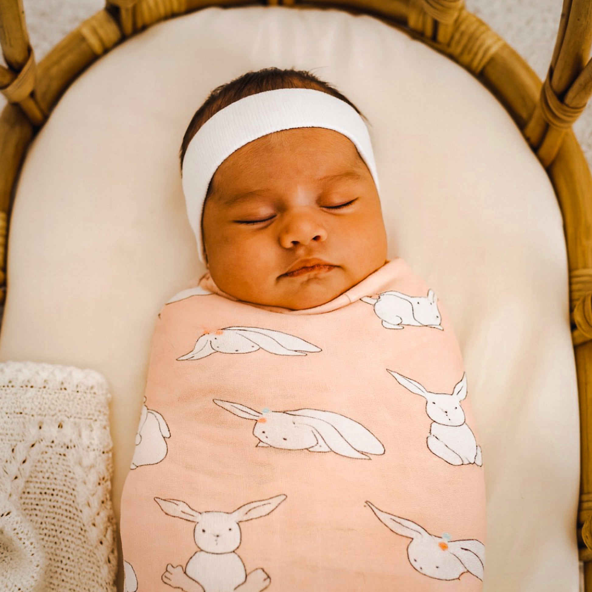 Pink bunny swaddle. Newborn Easter wrap